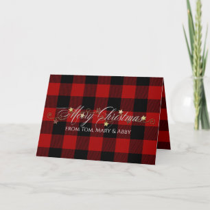 Merry Christmas on Buffalo Plaid Holiday Card