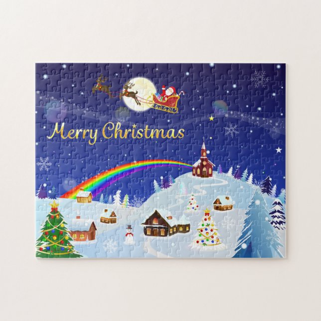 Merry Christmas on the Full Moon Jigsaw Puzzle (Horizontal)