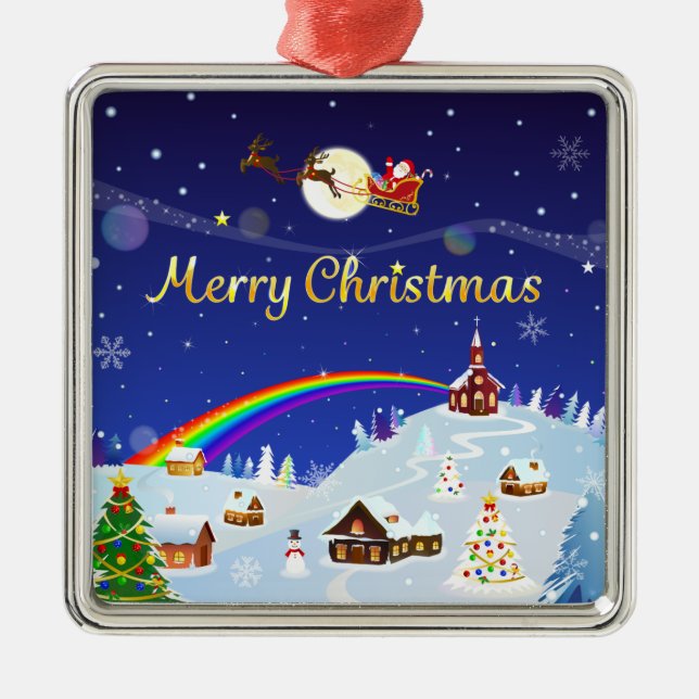 Merry Christmas on the Full Moon Metal Ornament (Front)