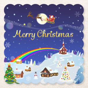 Merry Christmas on the Full Moon Paper Coaster