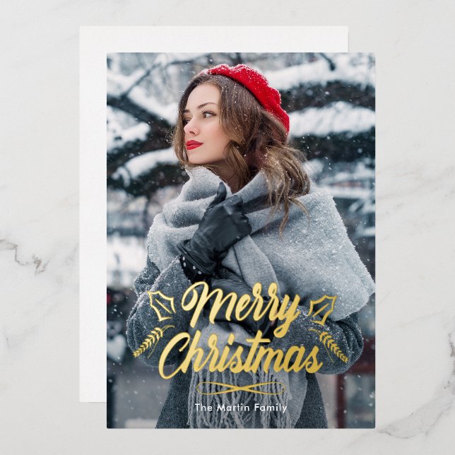 Merry Christmas One Photo Holiday (Front/Back)