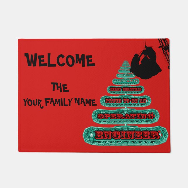 MERRY CHRISTMAS OPERATING ENGINEER CRANE OPERATOR DOORMAT (Front)