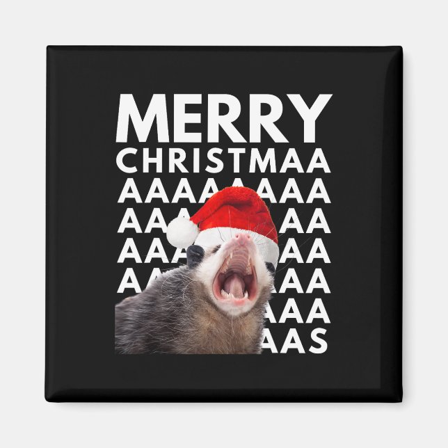 Merry Christmas Opossum Screaming Fun Men Women Ki Magnet (Front)