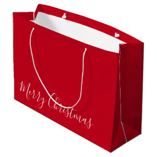 Merry Christmas, or DIY Message, Deep Red & White Large Gift Bag