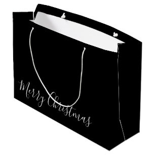 Merry Christmas, or DIY Message, White & Black Large Gift Bag