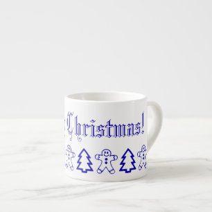 Merry Christmas or Your Text Gingerbread Man Tree Espresso Cup