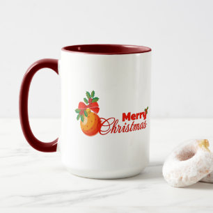 Merry Christmas Orange Ornament Mug