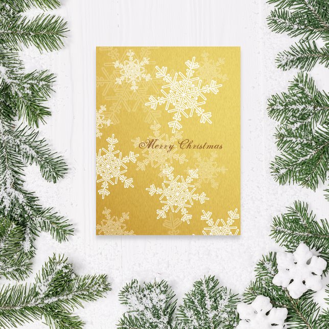 Merry Christmas Orange White Snowflakes Minimalist Holiday Postcard (Creator Uploaded)
