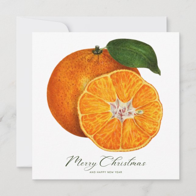 Merry Christmas Oranges Photo Christmas Card (Front)