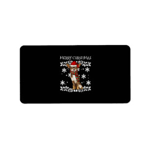 Merry Christmas Ornament Brown Chihuahua Xmas Label