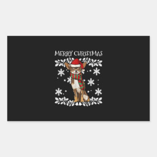 Merry Christmas Ornament Brown Chihuahua Xmas Rectangular Sticker