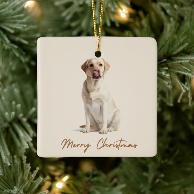 Merry Christmas Ornament Custom Dog Photo (Tree)