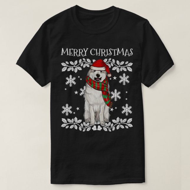Merry Christmas Ornament Great Pyrenee Xmas Santa  T-Shirt (Design Front)