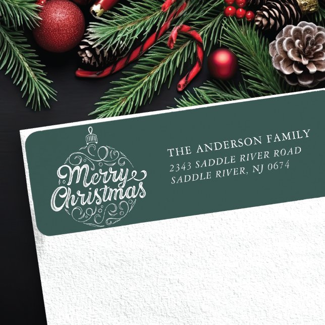 Merry Christmas Ornament Return Address Label (Creator Uploaded)