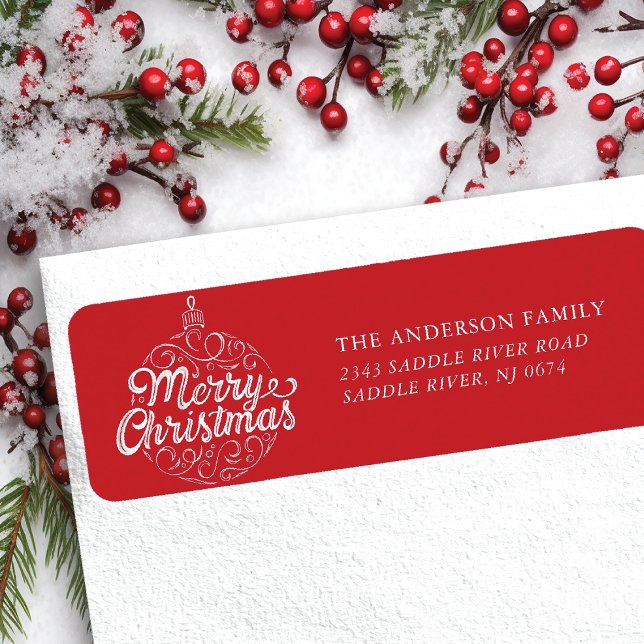 Merry Christmas Ornament Return Address Label (Creator Uploaded)