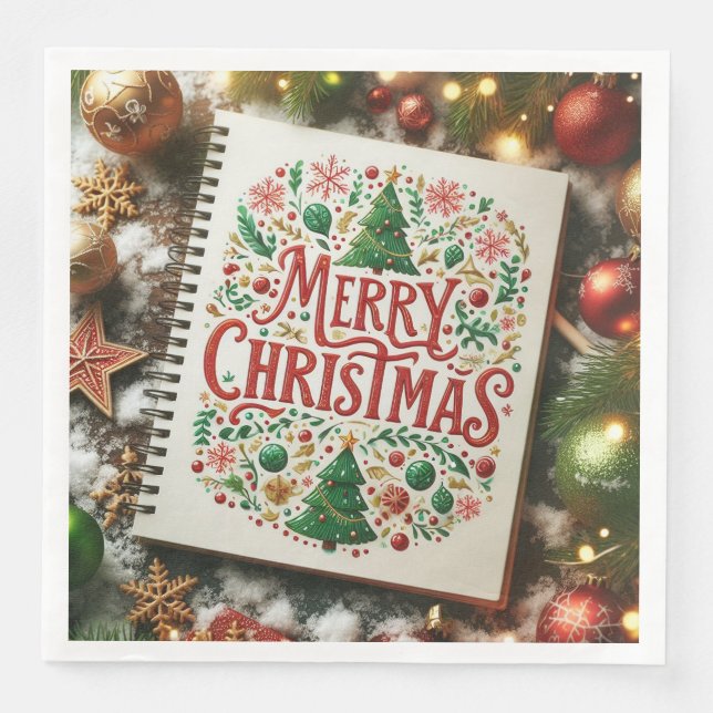Merry Christmas Ornaments background Napkin (Front)