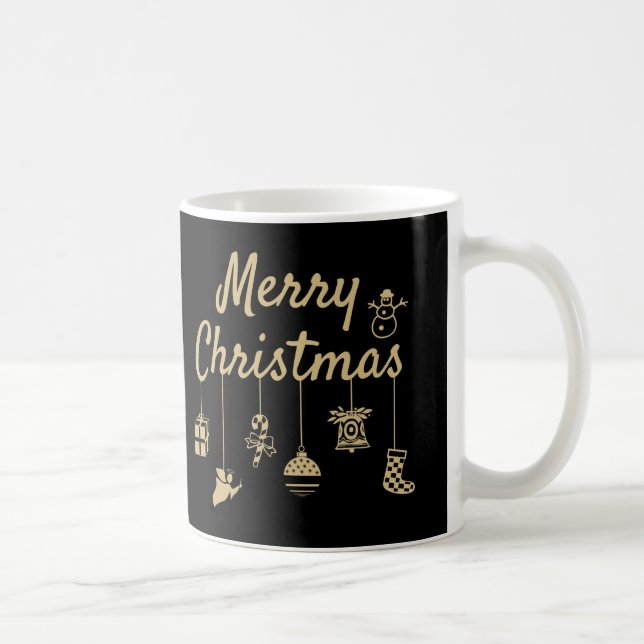 Merry Christmas Ornaments gold Coffee Mug (Right)