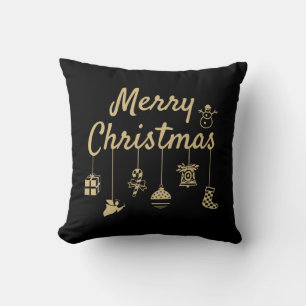 Merry Christmas Ornaments gold Cushion