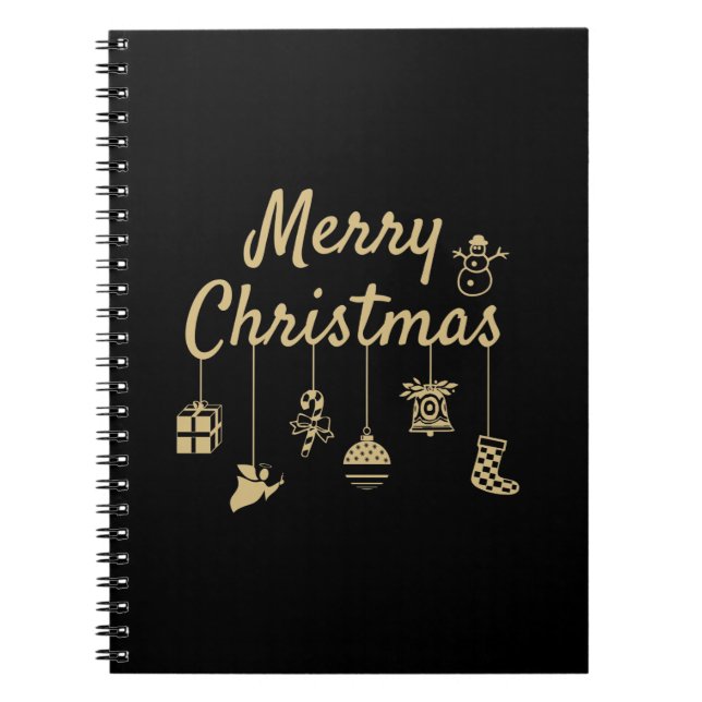 Merry Christmas Ornaments gold Notebook (Front)