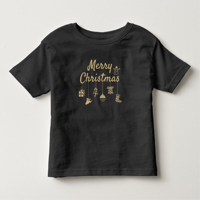 Merry Christmas Ornaments gold Toddler T-Shirt (Front)