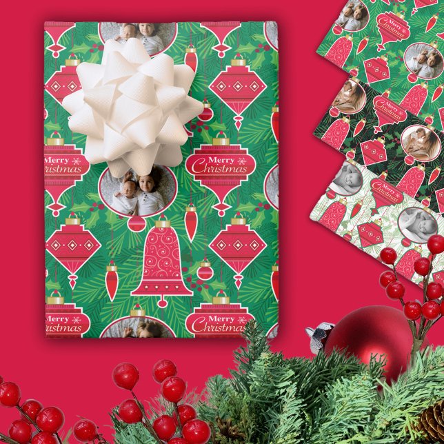 Merry Christmas Ornaments Photo  Wrapping Paper Sheet (Creator Uploaded)