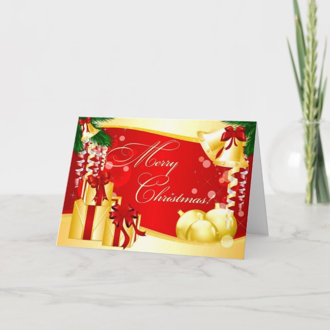 Merry Christmas Ornaments Presents Holiday Card (Front)