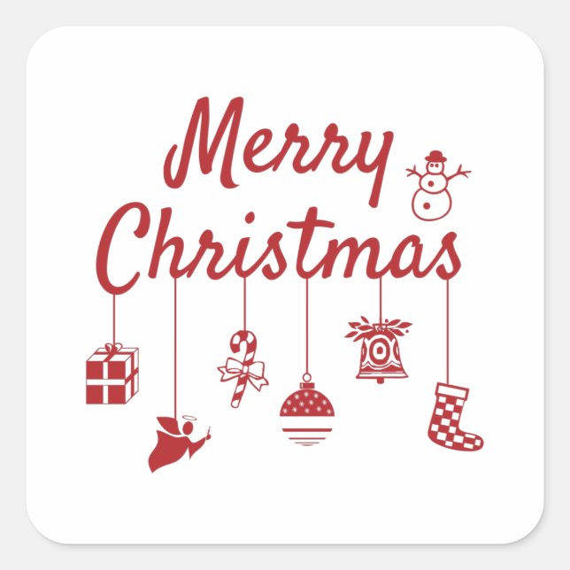 Merry Christmas Ornaments Square Sticker (Front)
