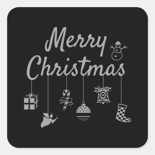Merry Christmas Ornaments Square Sticker (Front)