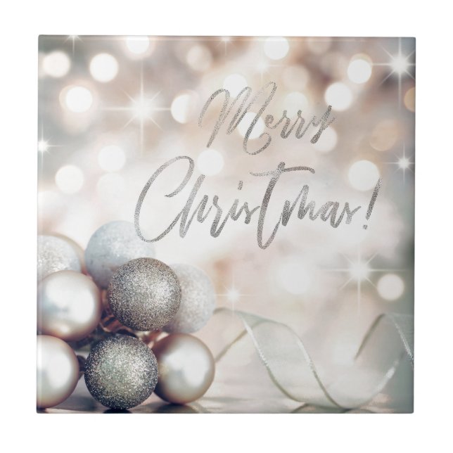 Merry Christmas Ornaments Tile (Front)
