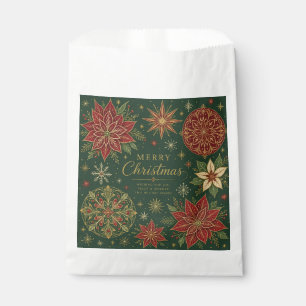 Merry Christmas Ornate Poinsettia Mandala Favour Bag