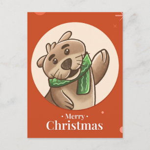 Merry Christmas Otter Postcard