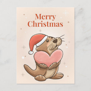 Merry Christmas Otter Postcard