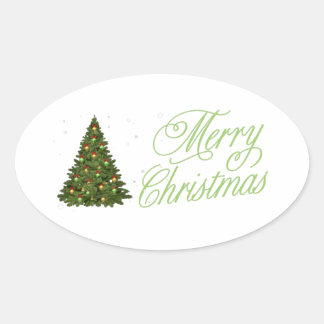 Merry Christmas Oval Sticker
