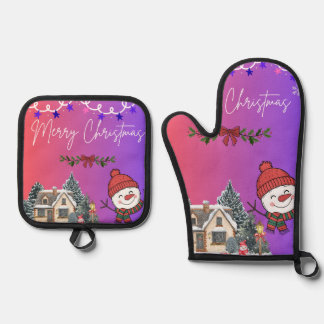 Merry Christmas Oven Mitt & Pot Holder Set