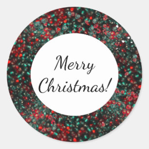 Merry Christmas Over Red And Green Beads Classic Round Sticker