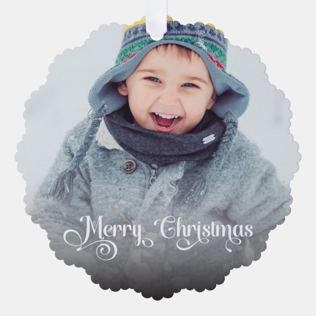 Merry Christmas Overlay Paper Ornament Card (Front)