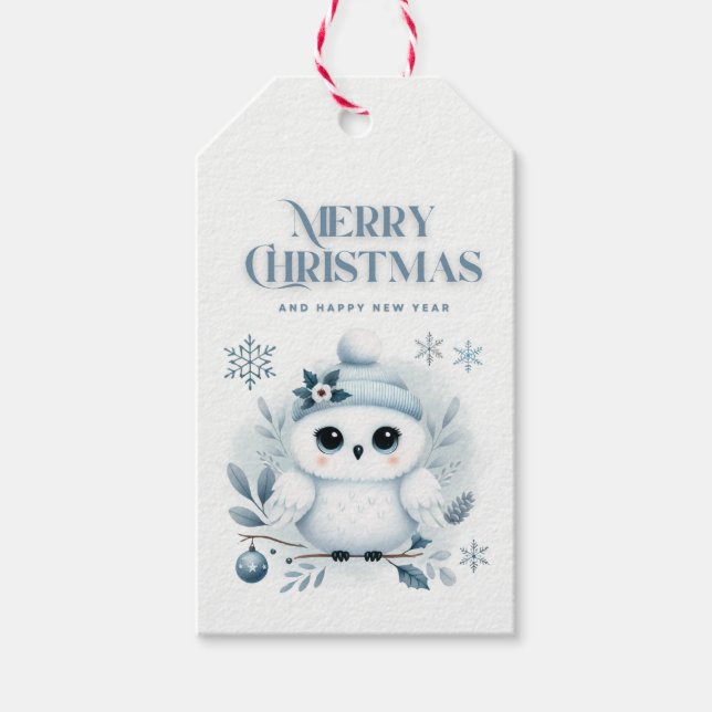 Merry Christmas Owl Gift Tags (Front)