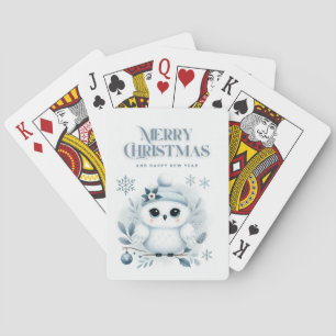 Merry Christmas Owl Playing Cards