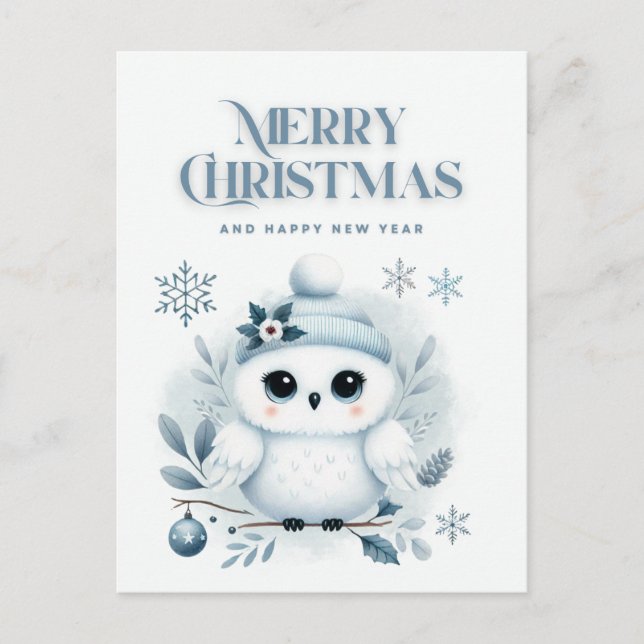 Merry Christmas Owl  Postcard (Front)