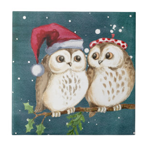 Merry-christmas Owls Ceramic Tile