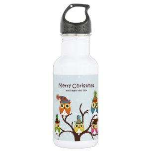 Merry Christmas Owls on the Tree 532 Ml Water Bottle