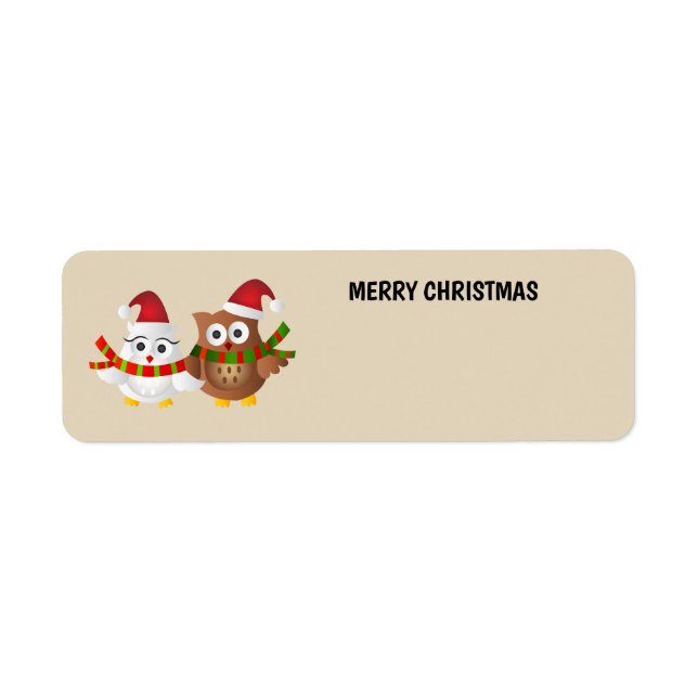 Merry Christmas Owls Return Address Label (Front)