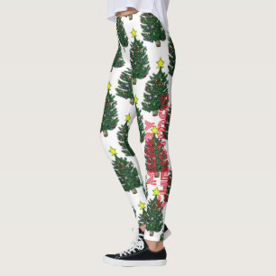 Merry Christmas Painted Tree  Leggings