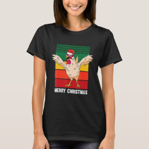 Merry Christmas Pajama Chicken Retro T-Shirt