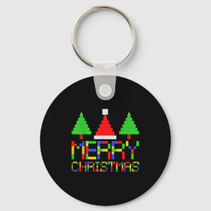 Merry Christmas Pajamas Blocks Building Lovers Boy Key Ring