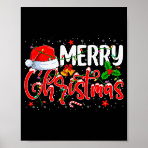 Merry Christmas Pajamas Christmas Tree Lights Xmas Poster