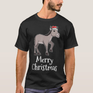 Merry Christmas Pajamas Donkey Santas Hat Gift Don T-Shirt