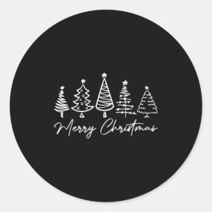 Merry Christmas Pajamas Family Matching Xmas Tree  Classic Round Sticker