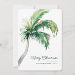 Merry Christmas Palm Tree Coastal Family Holiday Card<br><div class="desc">A modern stylish holiday flat greeting card with modern and handwritten script typography featuring a decorated Palm Tree. Easily customise this card by clicking the "Personalise" button.</div>