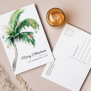 Merry Christmas Palm Tree Coastal Holiday Postcard